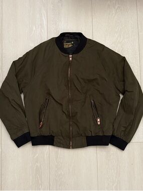 Superdry Olive Green Bomber Jacket with Black Trim